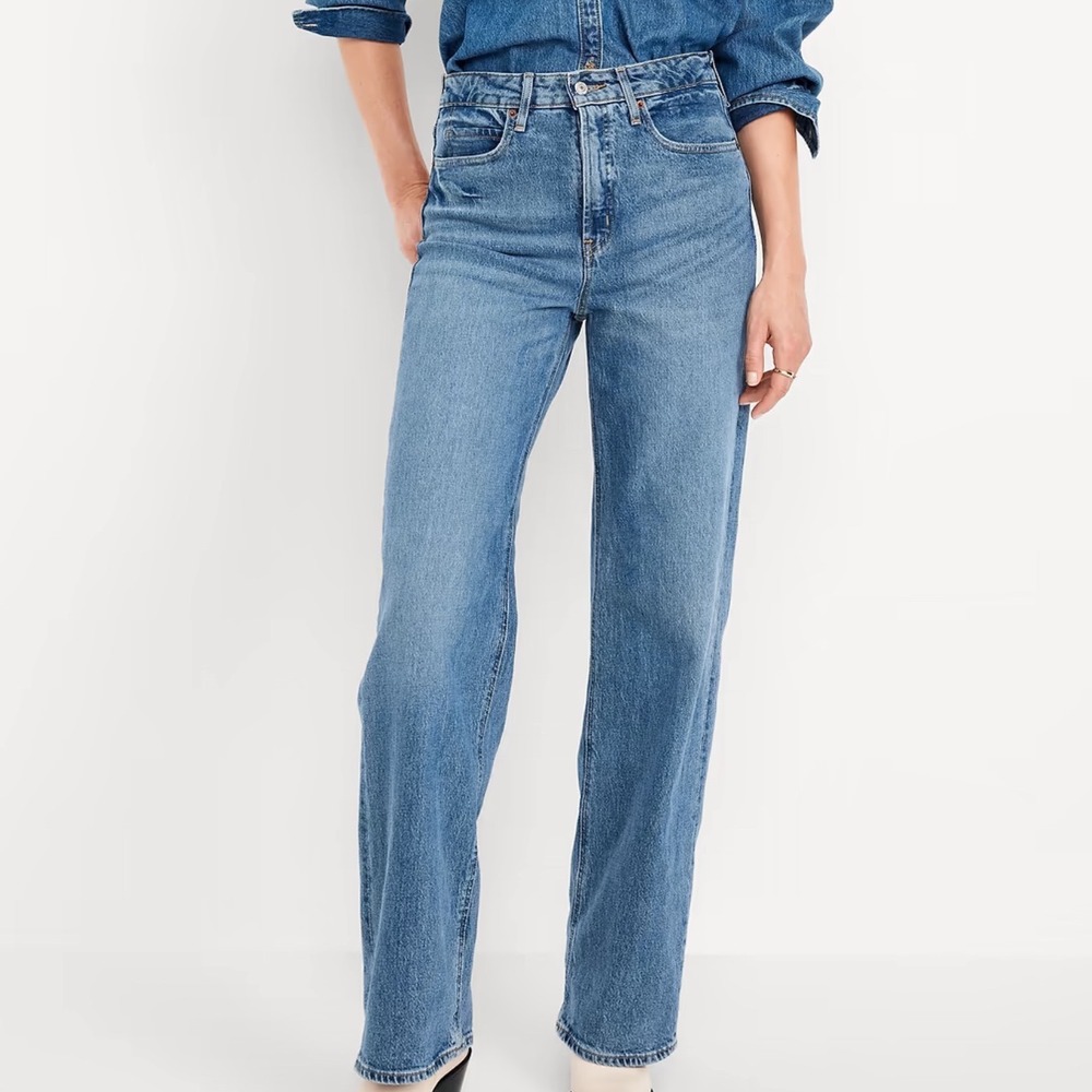 Old Navy Extra High-Rise‎ Wide Leg Jeans Womens 12 Blue New With Tags